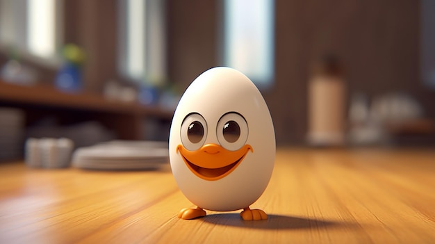 Foto 3d huevo de dibujos animados lindo personaje generativo ai