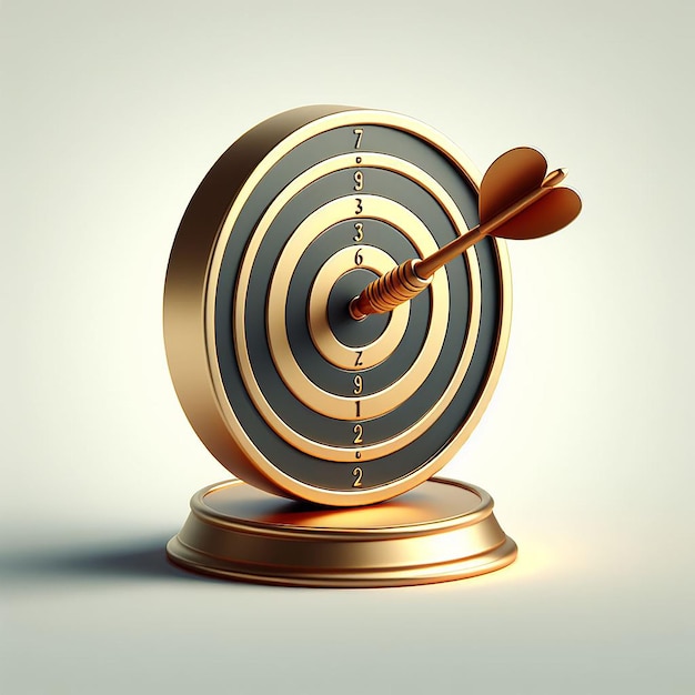 3D-Icon-Dartbrett für Ziel mit Pfeil oder Geschäftsziel Ziel Treffer Erfolg Zentrum Genauigkeitssymbol