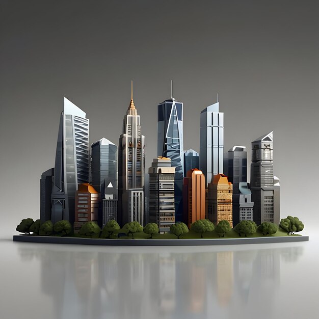 3D Icon Skyline Storyteller Un cuento de mochileros de altos rascacielos que narran la historia de la ciudad C