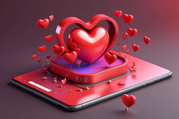 3d icono de corazón emoji como el amor elemento social render media burbuja vectorial