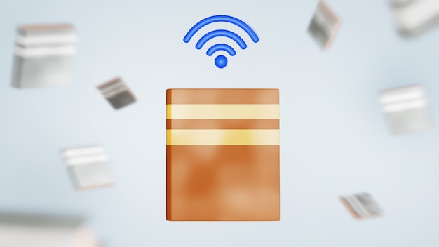 3d del icono de libro y wifi