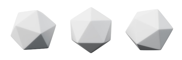 3d Icosaedro Blanco representación realista del objeto de geometría básica