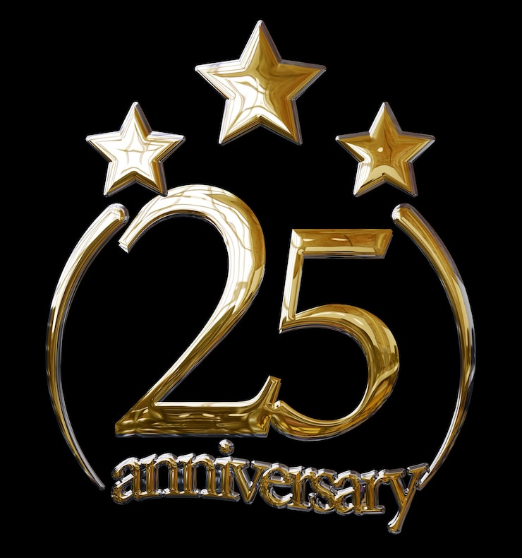 Foto 3d-illustration 25 jahre jubiläum gold