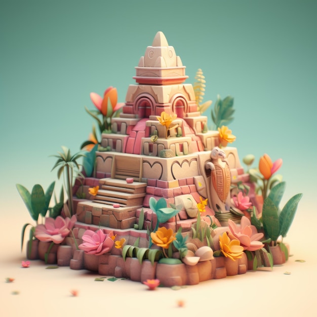 3D-Illustration der antiken Maya-Pyramide