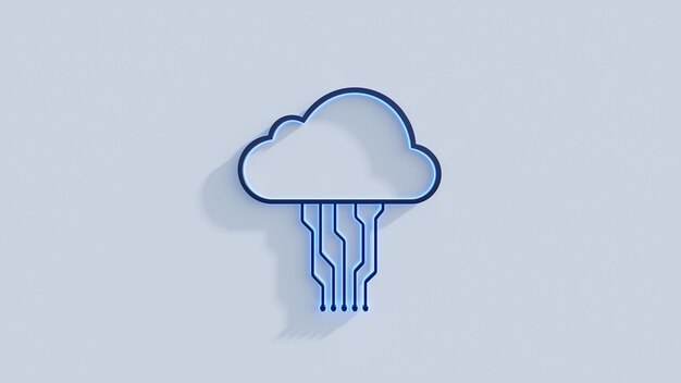 Foto 3d-illustration der cloud-computing-technologie