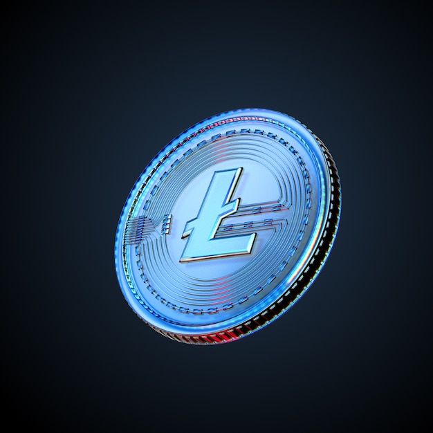 Foto 3d-illustration der digitalen kryptowährung litecoin