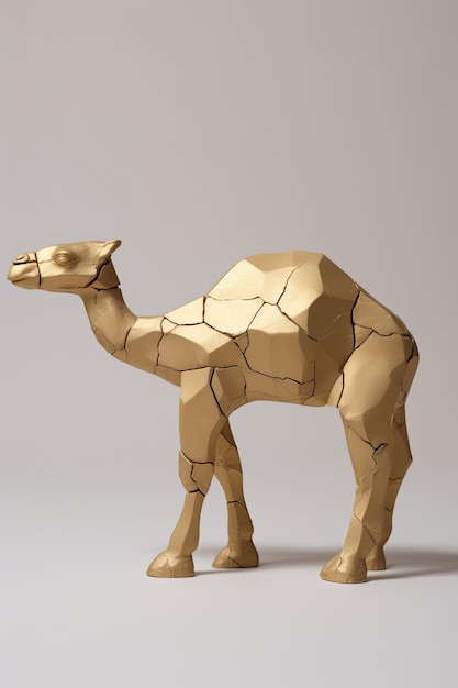 3D-Illustration der Kamel-Keramikskulptur im Kintsugi-Stil, AI generiert