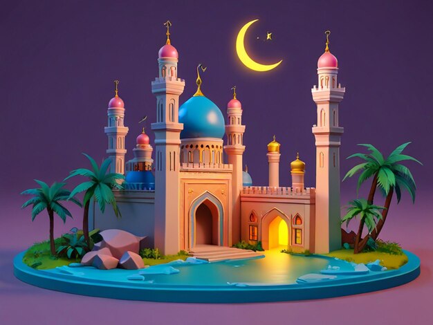 3D-Illustration der Moschee