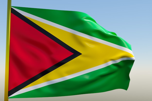 3D-Illustration der Nationalflagge von Guyana