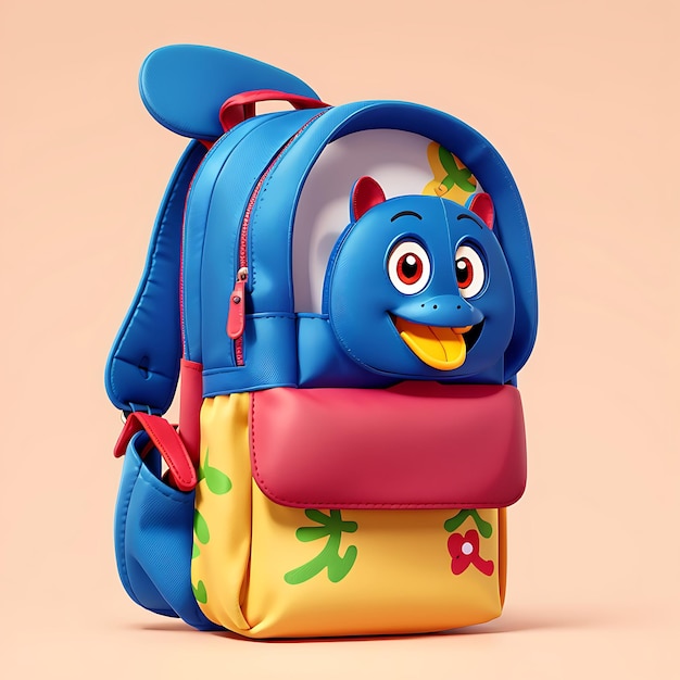 3D-Illustration der schulischen Rucksack-Generative KI