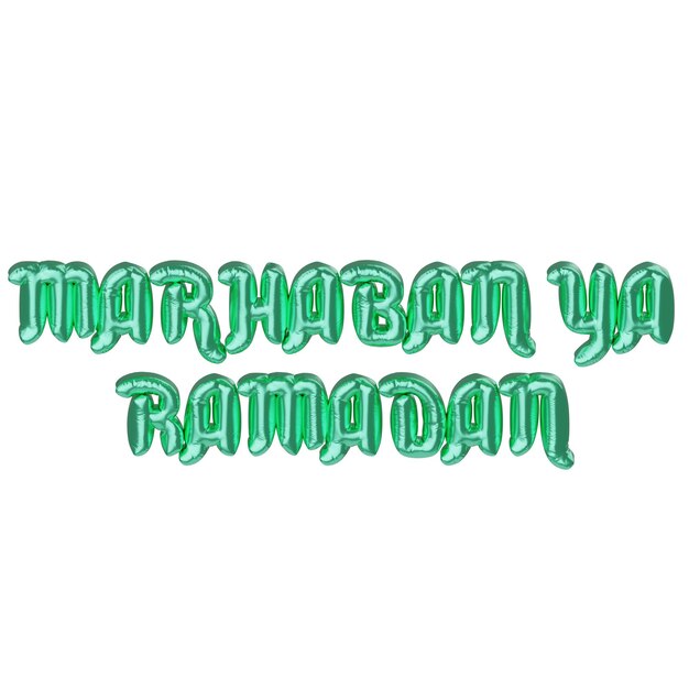 3D-Illustration des Ballons Marhaban ya Ramadan Textsymbol für das islamische Dekorationsthema Ramadan Kareem