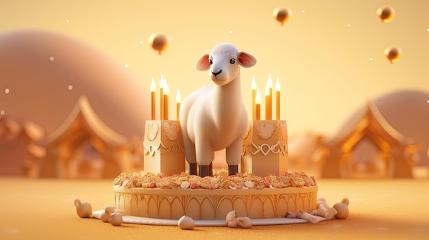 3D-Illustration des Eid Al Adha-Grußplakats, KI generiert