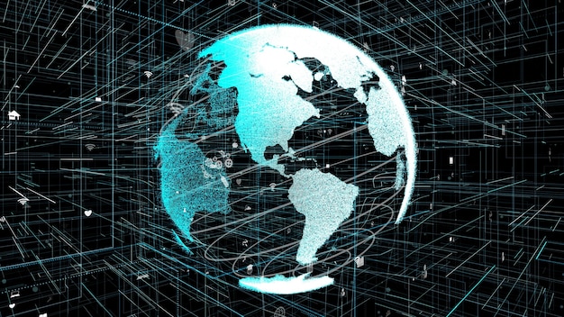 3D-Illustration des globalen Online-Internet-Netzwerkkonzepts