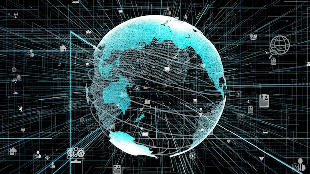 3D-Illustration des globalen Online-Internet-Netzwerkkonzepts