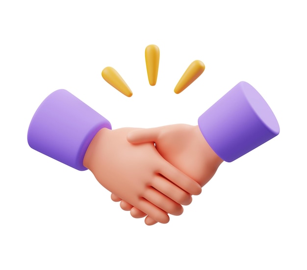 3D-Illustration des Handschüttel-Gestenkonzepts von Marketing Business und UI
