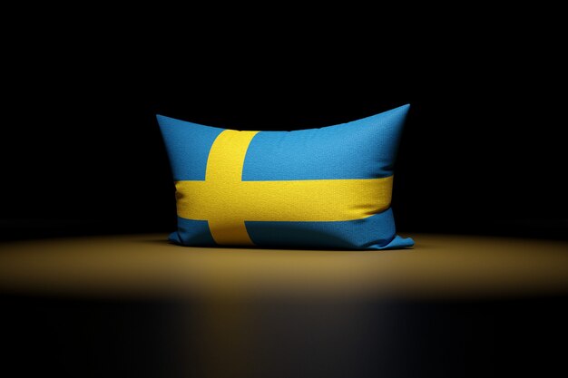 3d Illustration des rechteckigen Kissens, das die Nationalflagge von Schweden darstellt