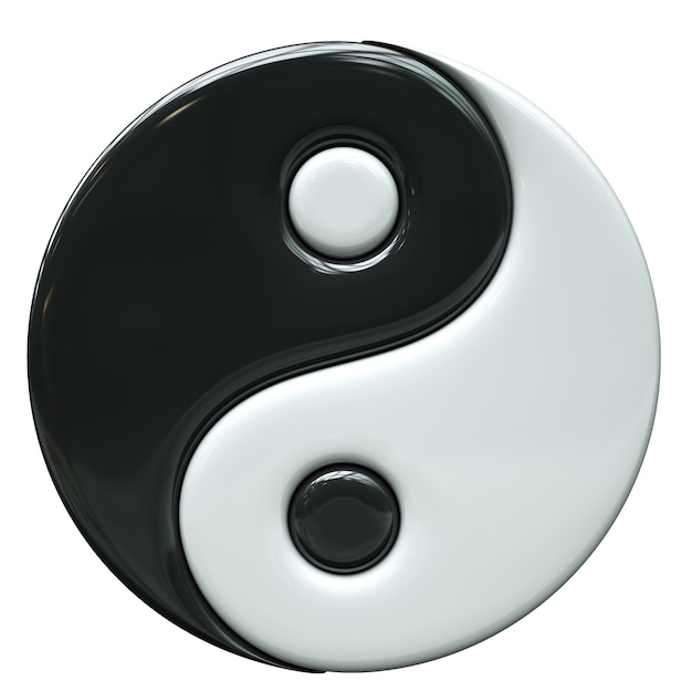 3D-Illustration des Yin Yang Symbol lokalisiert auf weißem Hintergrund