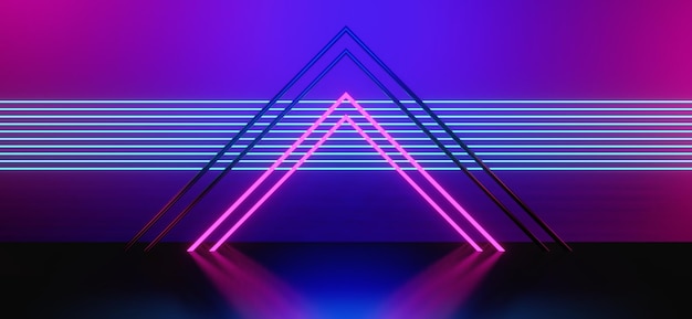 3D-Illustration, die Gaming-Gamer-Hintergrund darstellt, abstrakte Tapete, Cyberpunk-Stil, Metaverse, SciFi-Spiel, Neonlicht der Bühnenszene, Sockelraum