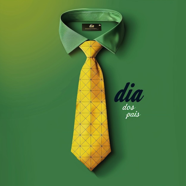 Foto 3d-illustration ein grünes hemd mit gelber krawatte glücklicher vatertag
