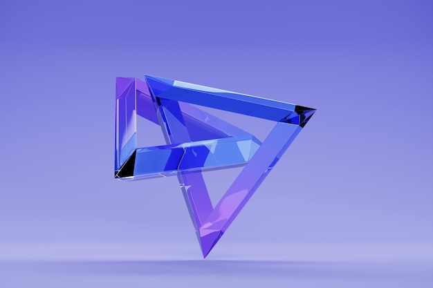 3D-Illustration einer blauen Trandparent-Form 3D-illustration Neon-Illusion isometrische abstrakte Formen farbenfrohe Formen miteinander verflochten