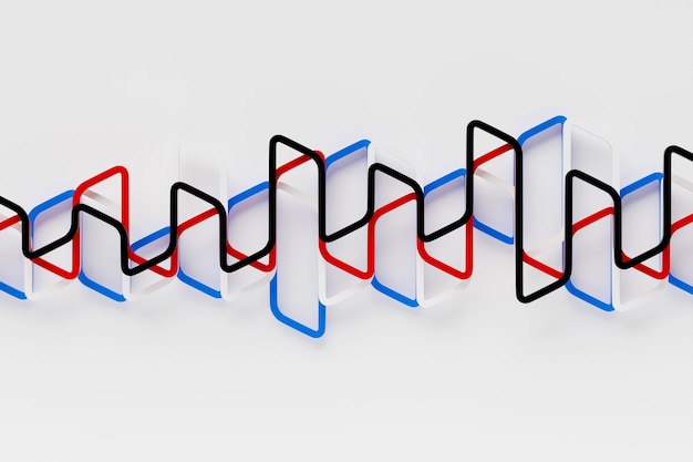Foto 3d-illustration einer bunten streifen geometrische streifen ähnlich wie wellen abstrakt kreuzende linienmuster