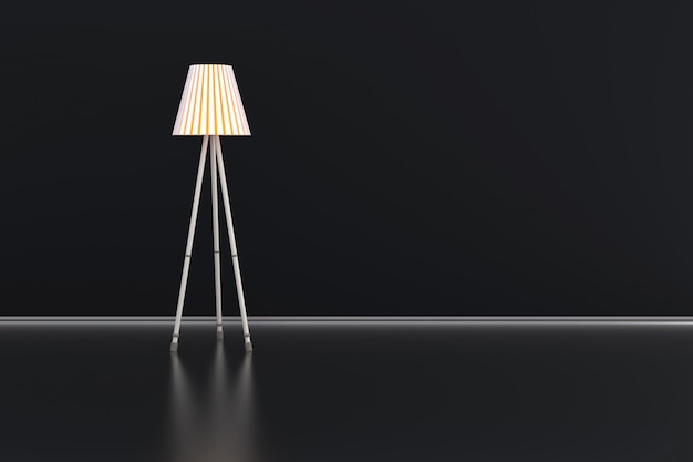 3d Illustration einer Lampe in einem dunklen Raum.