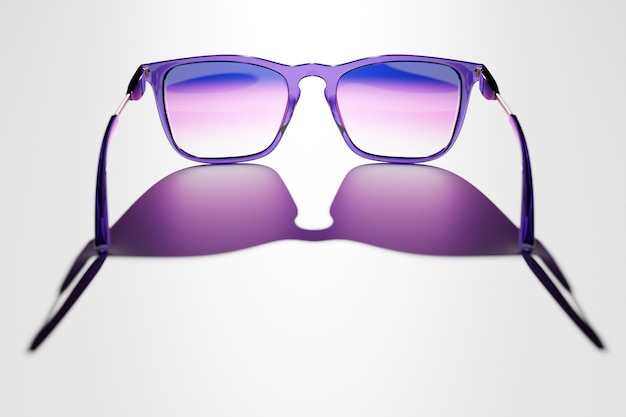 3D-Illustration einer lila Hipster-Sonnenbrille auf isoliertem Hintergrund