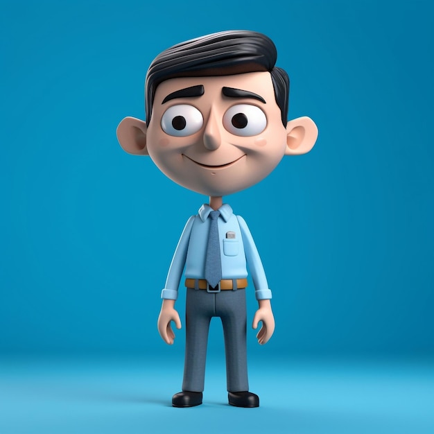 3D-Illustration eines Bürojungen auf blauem Hintergrund