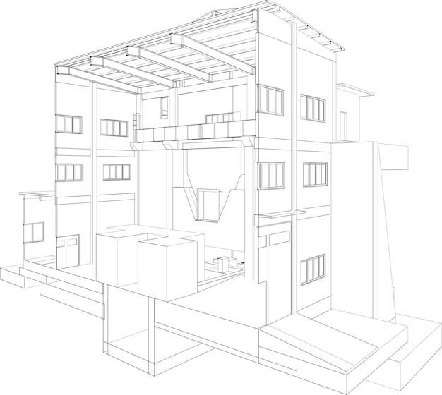 3D-Illustration eines Industriegebäudes