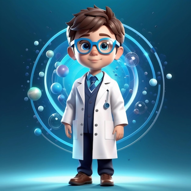 3D-Illustration eines kleinen Jungen Nationaler Arzttag