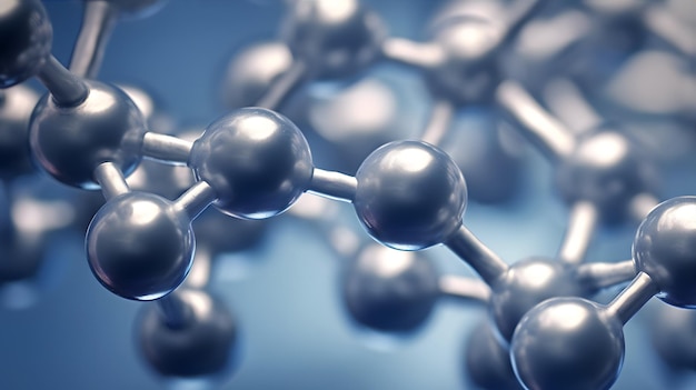 3D-Illustration eines Molekülmodells Wissenschaftlicher Hintergrund mit Nahaufnahme der molekularen Struktur