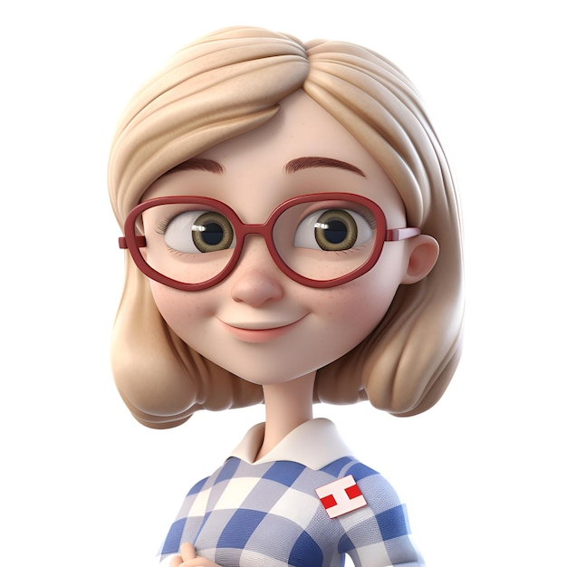 3D-Illustration eines Teenager-Mädchens mit Brille