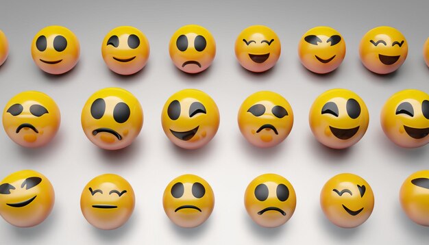 Foto 3d-illustration emojis-ikonen mit gesichtsausdrücken soziales medienkonzept weißer hintergrund
