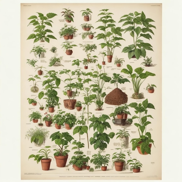 Foto 3d-illustration exotische pflanzen in einem rostigen topf auf weißem hintergrund
