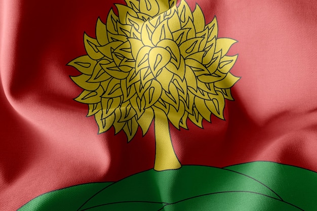 3D-Illustration Flagge der Oblast Lipezk ist eine Region Russlands, die auf dem textilen Hintergrund der Windfahne weht