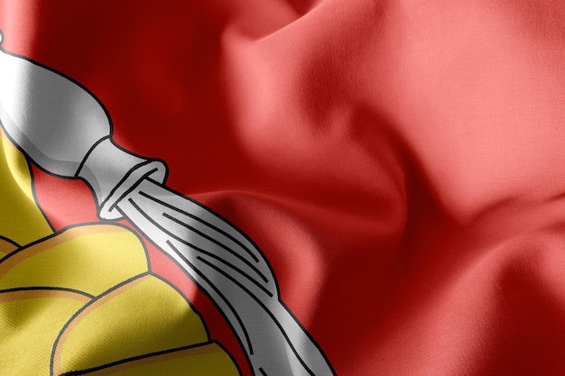 3D-Illustration Flagge der Oblast Woronesch ist eine Region Russlands, die auf dem textilen Hintergrund der Windfahne weht