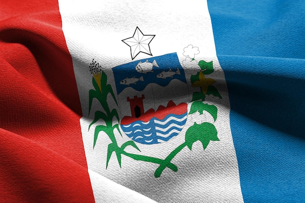 3D-Illustration Flagge von Alagoas ist ein Bundesstaat Brasilien, der im Wind weht