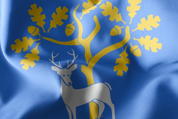 3D-Illustration Flagge von Berkshire ist eine Grafschaft von England, die auf dem textilen Hintergrund der Windfahne weht