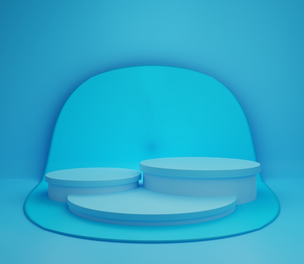 3D-Illustration Hintergrund Bühne einfaches minimalistisches blaues abstraktes Studio