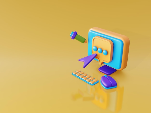 3D-Illustration im Chat auf dem Computer gut für Illustration oder Hintergrund