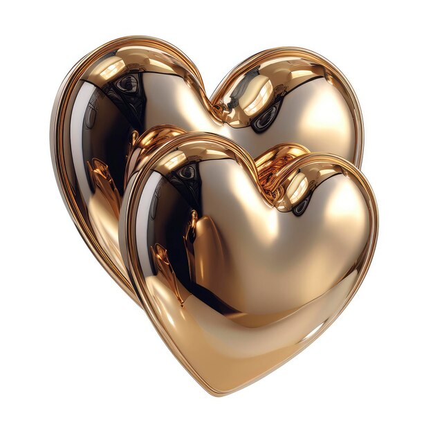 3D-Illustration in der Form von Goldenen Silbernen Herzen