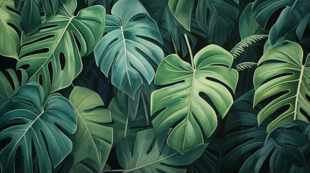 3D-Illustration Ölgemälde tropische Blätter