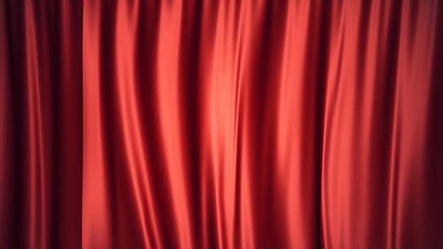 3D-Illustration Luxus rote Seidensamtvorhänge Dekorationsdesign, Ideen. Roter Bühnenvorhang für Theater- oder Opernkulisse. Mock-up für Ihr Designprojekt.