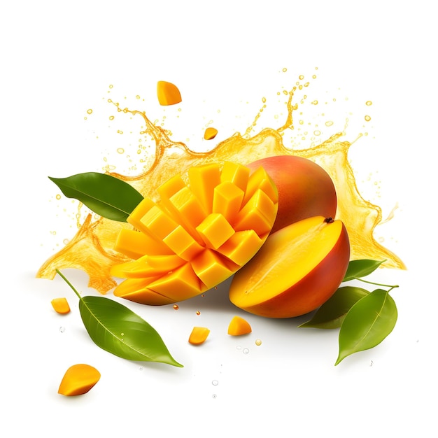 Foto 3d-illustration mango-fruchtspritzer