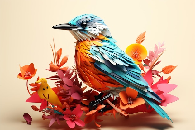 3D-Illustration mit einem realistischen Vogel