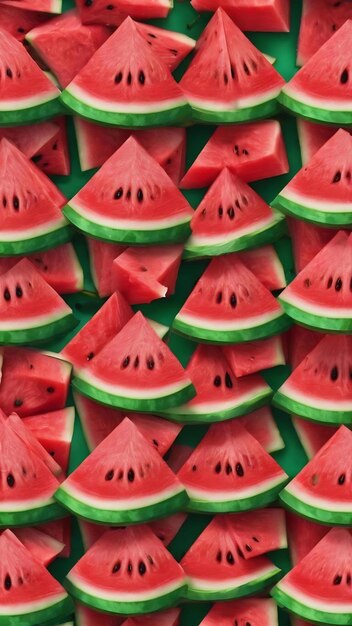 3D-Illustration nahtloses Muster einer Wassermelonscheibe auf einem Stick wie Eis