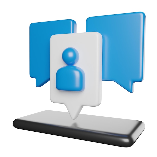 3D illustration of a social media notification on a smartphone