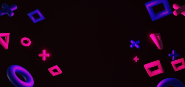 3D-Illustration RenderingGaming-Gamer-Hintergrund abstraktes TapetenCyberpunk-Stil Metaverse Scifi-Spiel Neonleuchtung der Bühnenszene Podestraum