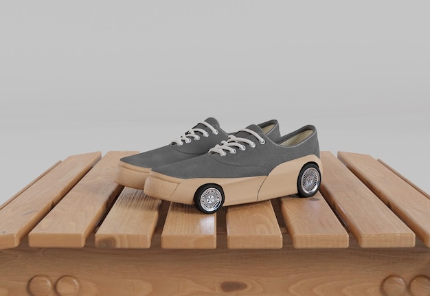 3D-Illustration Schuh-Skates-Konzept