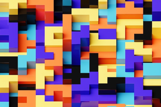 3D-Illustration volumetrische farbenfrohe Formen Parallelogrammmuster Technologie Geometrie Neon-Hintergrund